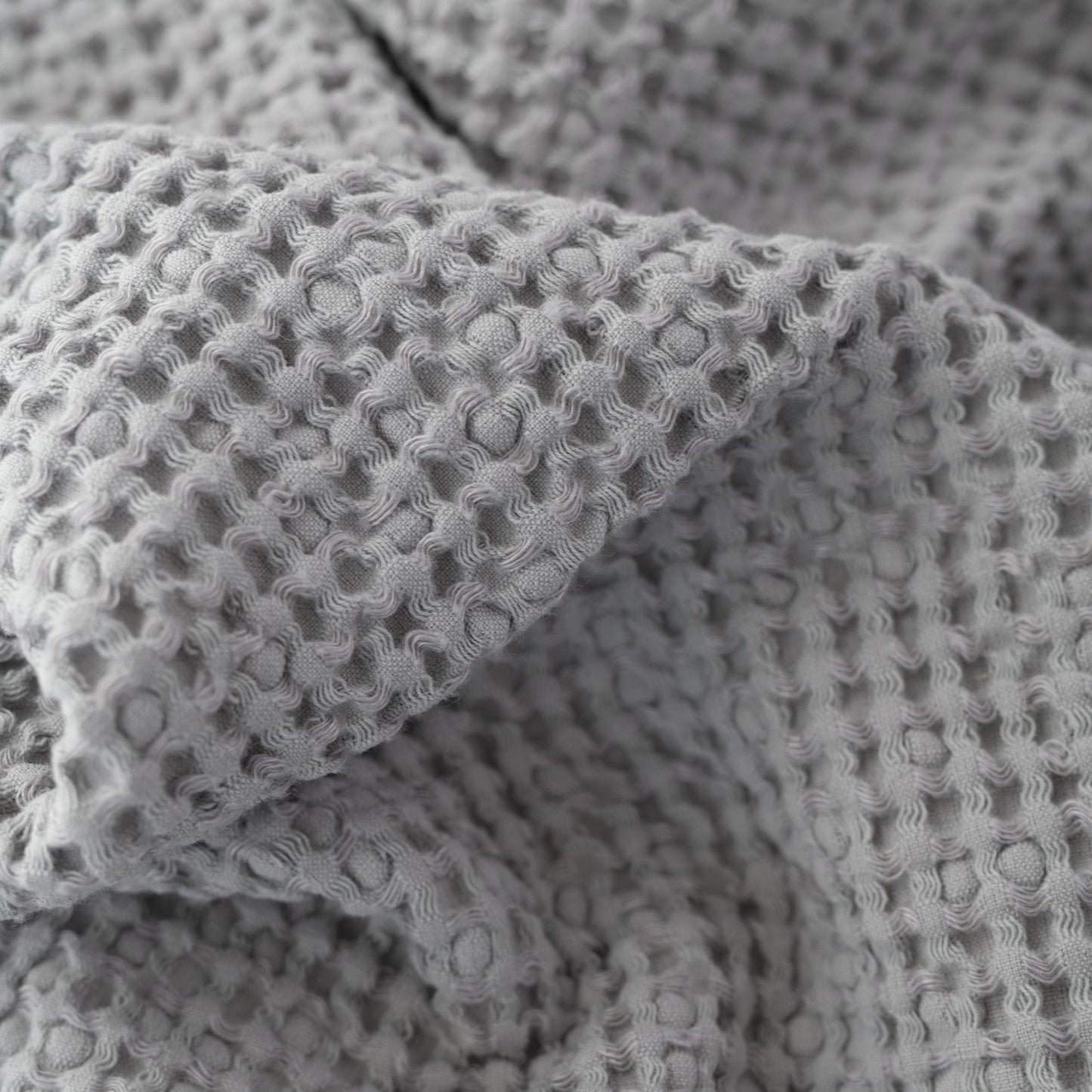 Honeycomb Linen and Cotton Waffle Towel Set (Light Grey)